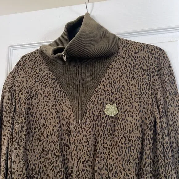 NWT Kenzo Fall/Winter 2020 Women’s Midi Leopard Mixed Material Dress - Picture 9 of 10